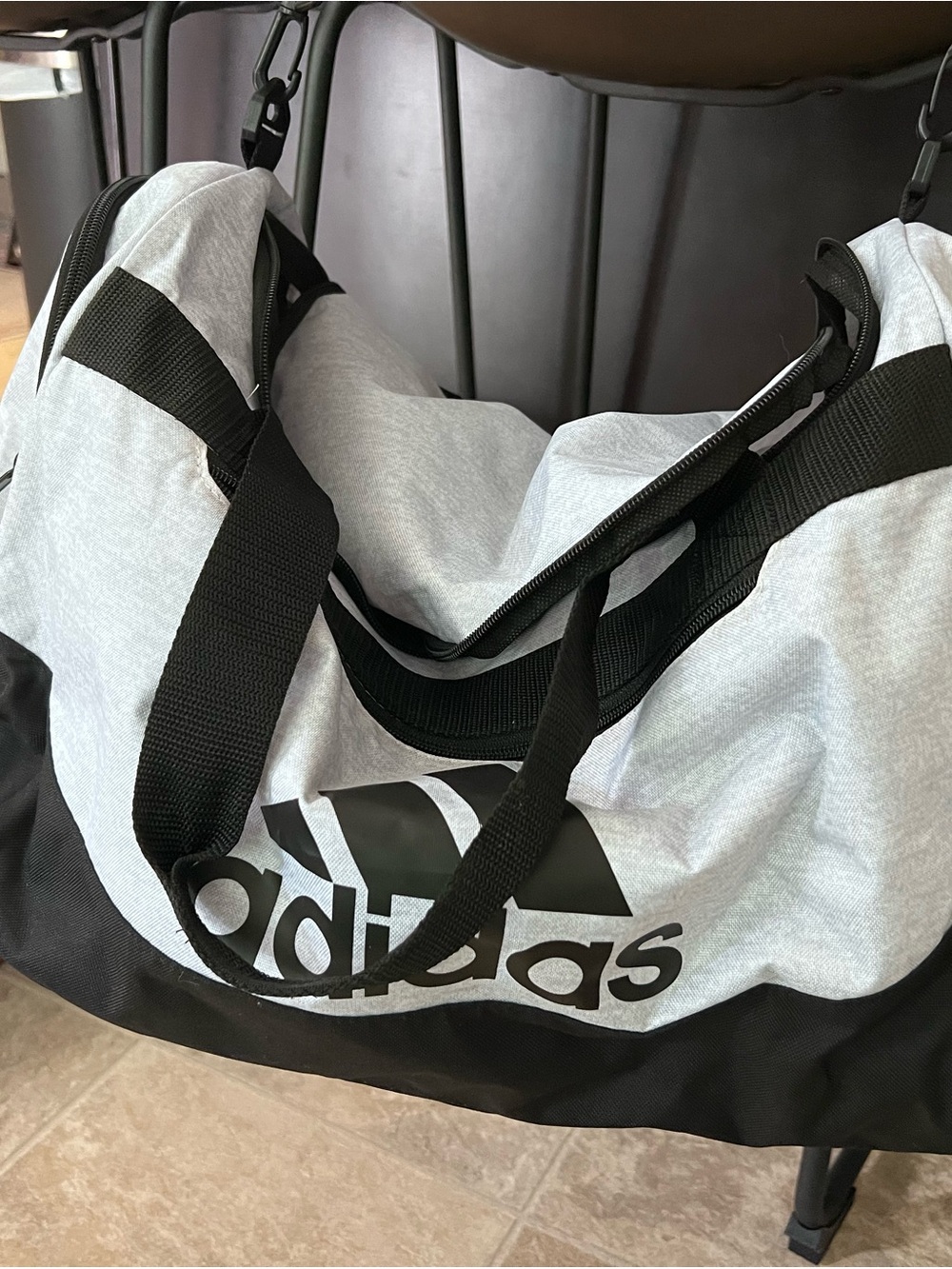 adidas Light Gray and Black Sport Duffel